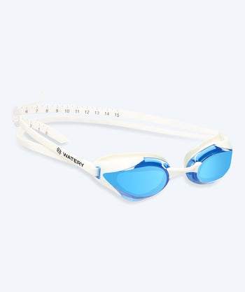 Watery Elite svømmebriller - Poseidon Ultra Mirror - Hvit/blå