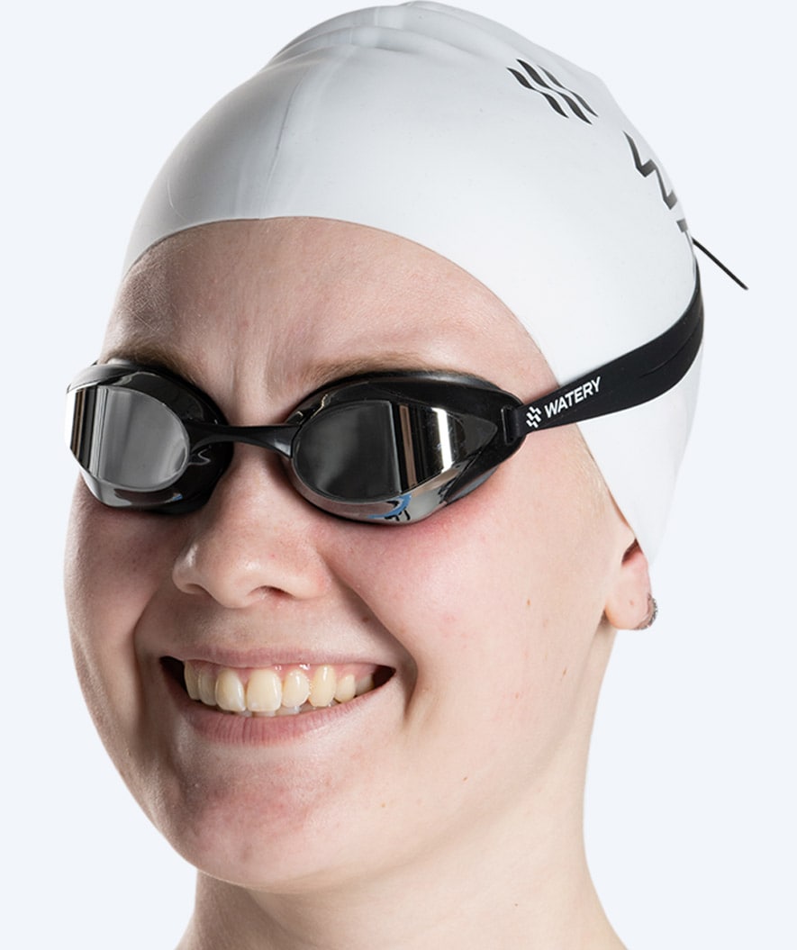 Watery Elite svømmebriller - Poseidon Ultra Mirror - Svart/sølv