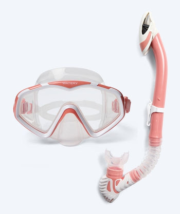 Watery Combo snorkelsett for voksne (+15) - Leach - Hvit/rosa