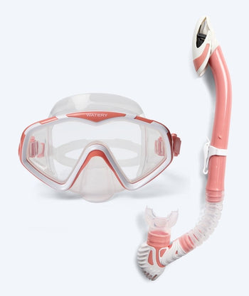 Watery Combo snorkelsett til voksne (fra 15 år) - Leach Pro - Hvit/lyserød