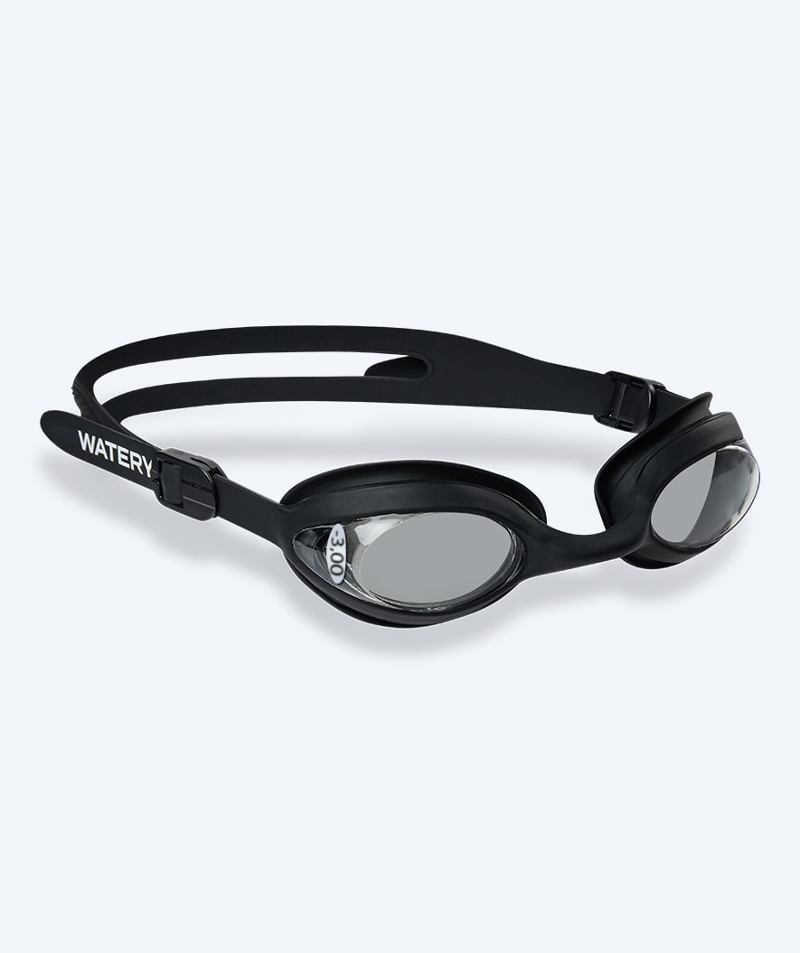 Watery nærsynte svømmebriller med styrke til voksne - (-1.5) til (-8.0) - Matira - Svart
