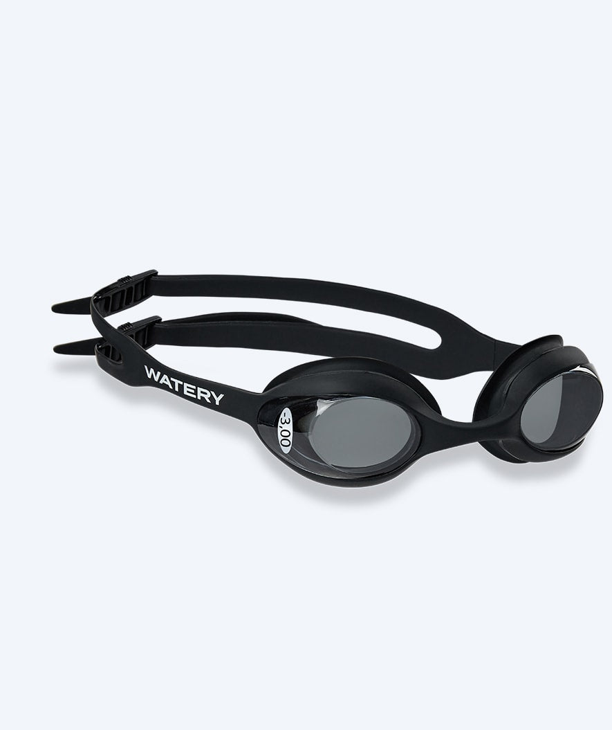 Watery nærsynte svømmebriller med styrke til barn - (-1.5) til (-5.5) - Matira - Svart (Smoke)