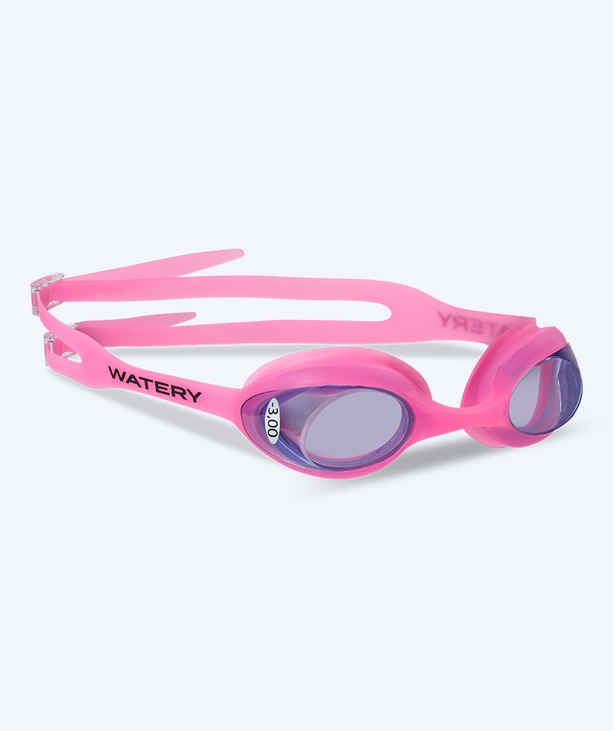 Watery nærsynte svømmebriller med styrke til barn - (-1.0) til (-4.0) - Matira - Lyserød (Blå)