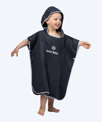 Watery badeponcho til barn (1-6) - Microfiber - Svart