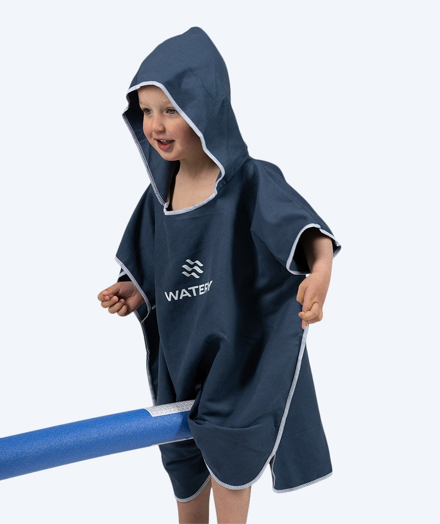 Watery badeponcho til barn (1-6) - Microfiber - Mørkeblå
