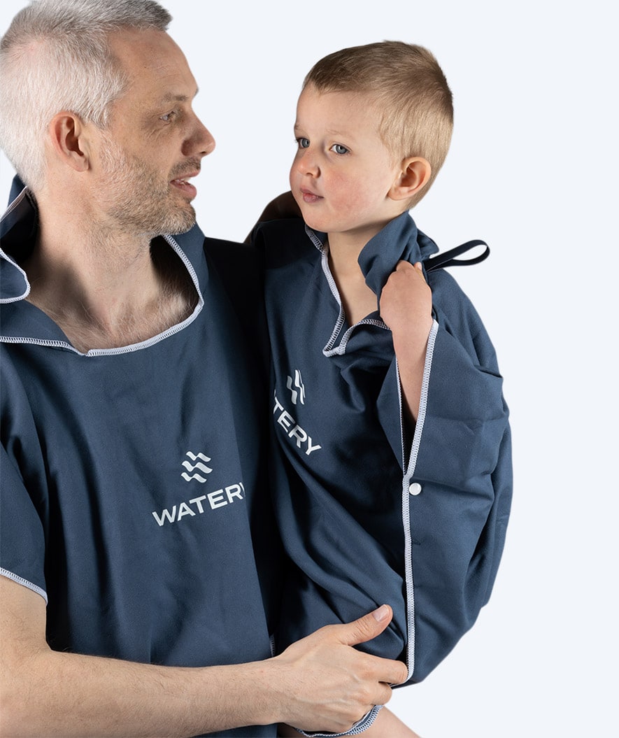 Watery badeponcho til barn (1-6) - Microfiber - Mørkeblå
