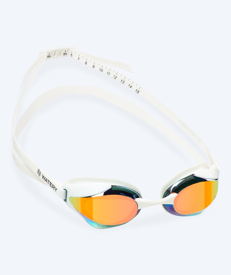 Watery Elite svømmebriller - Poseidon Ultra Mirror - Hvit/gull