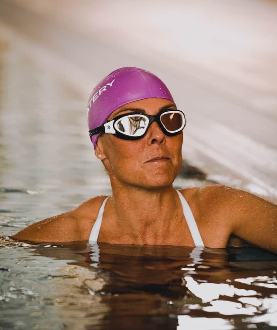 Watery mosjons svømmebriller - Raven Mirror - Svart/hvit