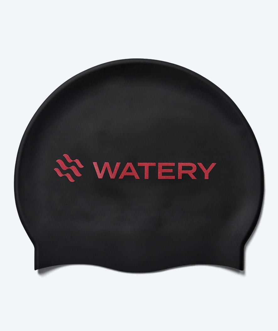 Watery badehette - Signature Metallic - Svart/rød