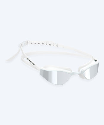 Watery Elite svømmebriller - Storm Racer Mirror - Hvit/sølv