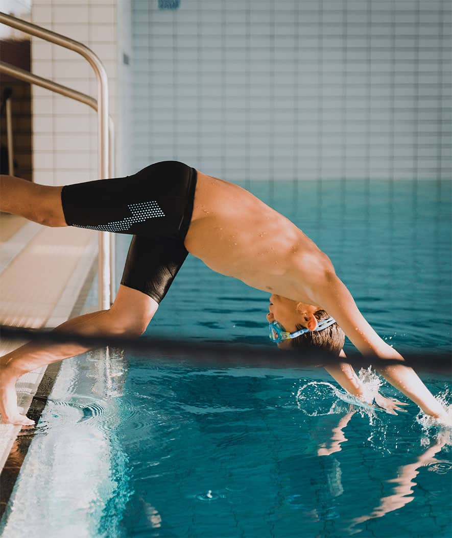 Watery lange badebukser til gutter - Surfy Eco - Blue Picks