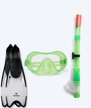 Watery snorkelsett til junior (8-15) - Jubal/Rilian - Grønn/svart
