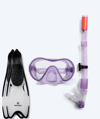 Watery snorkelsett til junior (8-15) - Jubal/Rilian - Lilla/svart