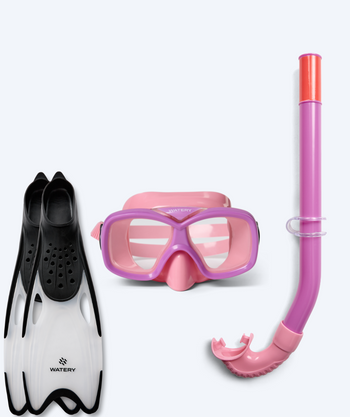 Watery snorkelsett til junior (8-15) - Misu/Rilian - Lyserød/svart