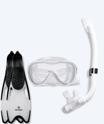 Watery snorkelsett til junior (8-15) - Odine/Rilian - Hvit/svart