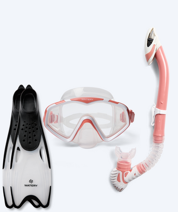 Watery snorkelsett til voksne (fra 15 år) - Leach/Rilian - Lyserød/svart