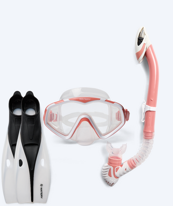 Watery snorkelsett til voksne (fra 15 år) - Leach/Breeve - Hvit/lyserød