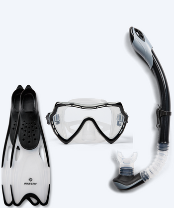 Watery snorkelsett til voksne (fra 15 år) - Nebula/Rilian - Svart/svart