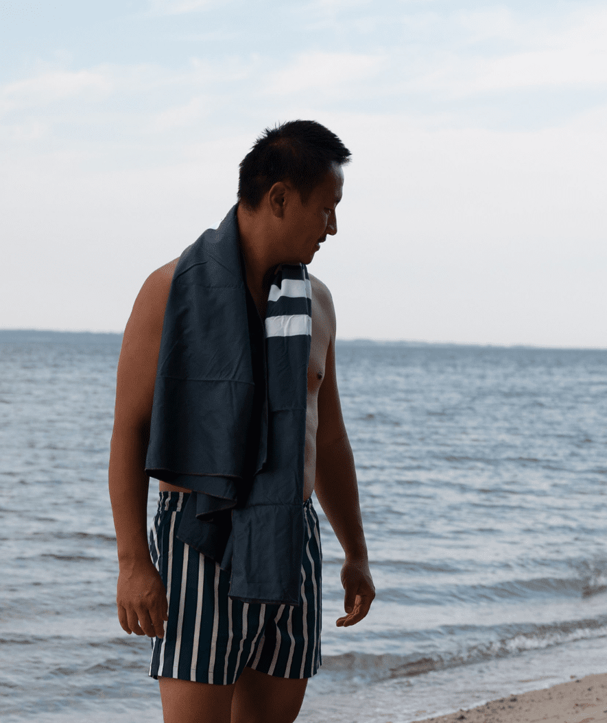 Watery microfiber håndkle (160 x 80 cm) - Eco Nebraska - Mørkeblå