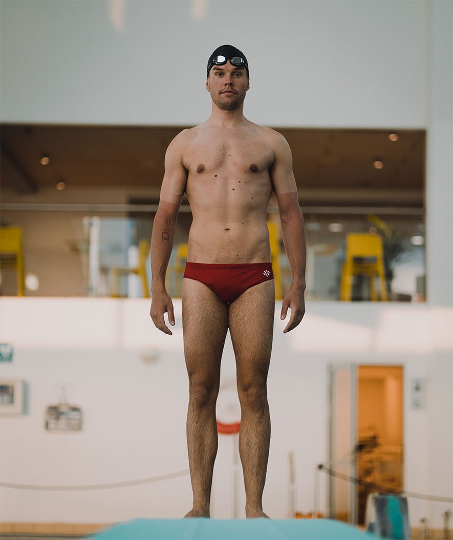 Watery trekantede badebukser til menn - Budgie Eco - Rød