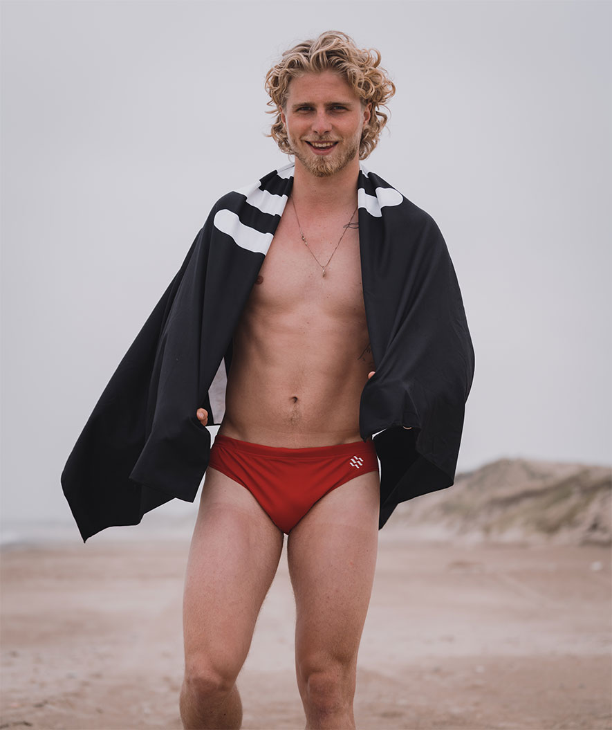 Watery trekantede badebukser til menn - Budgie Eco - Rød