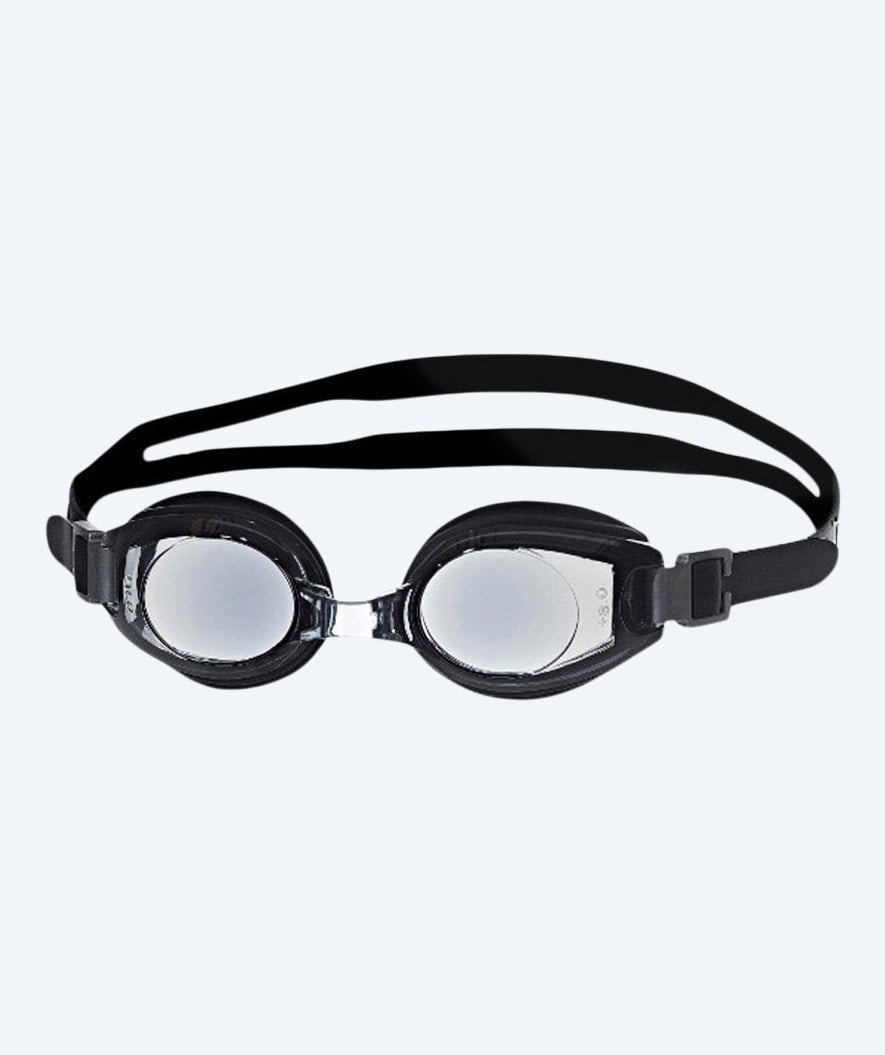 Primotec langsynt svømmebriller med styrke - (+1.0) til (+8.0) - Svart (Smoke glas)