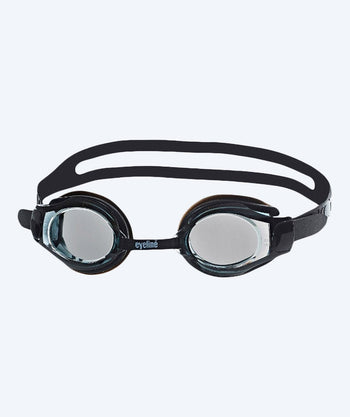 Eyeline nærsynt svømmebriller med styrke - (-1.5) til (-10.0) med sotet glass (Svart)