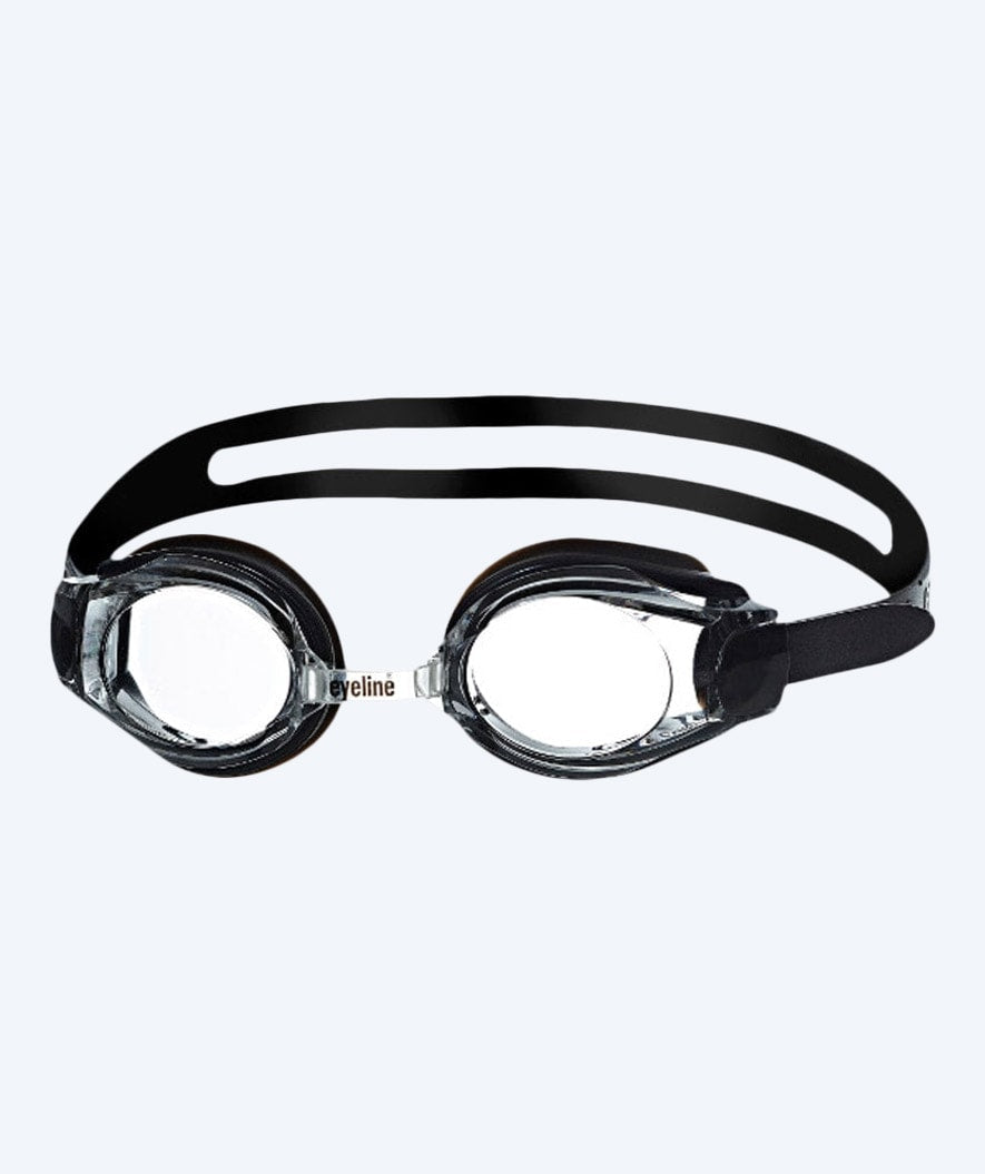 Eyeline nærsynt svømmebriller med styrke - (-1,5) til (-10,0) med klart glass (Svart)