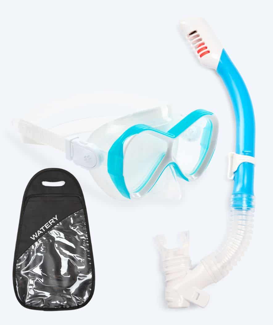 Watery Combo snorkelsett til barn - Triton Full-dry - Lyseblå