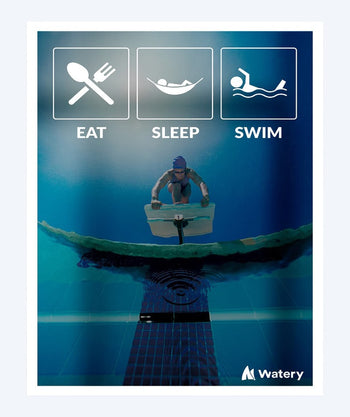 Watery svømmeplakat - Eat - Sleep - Swim