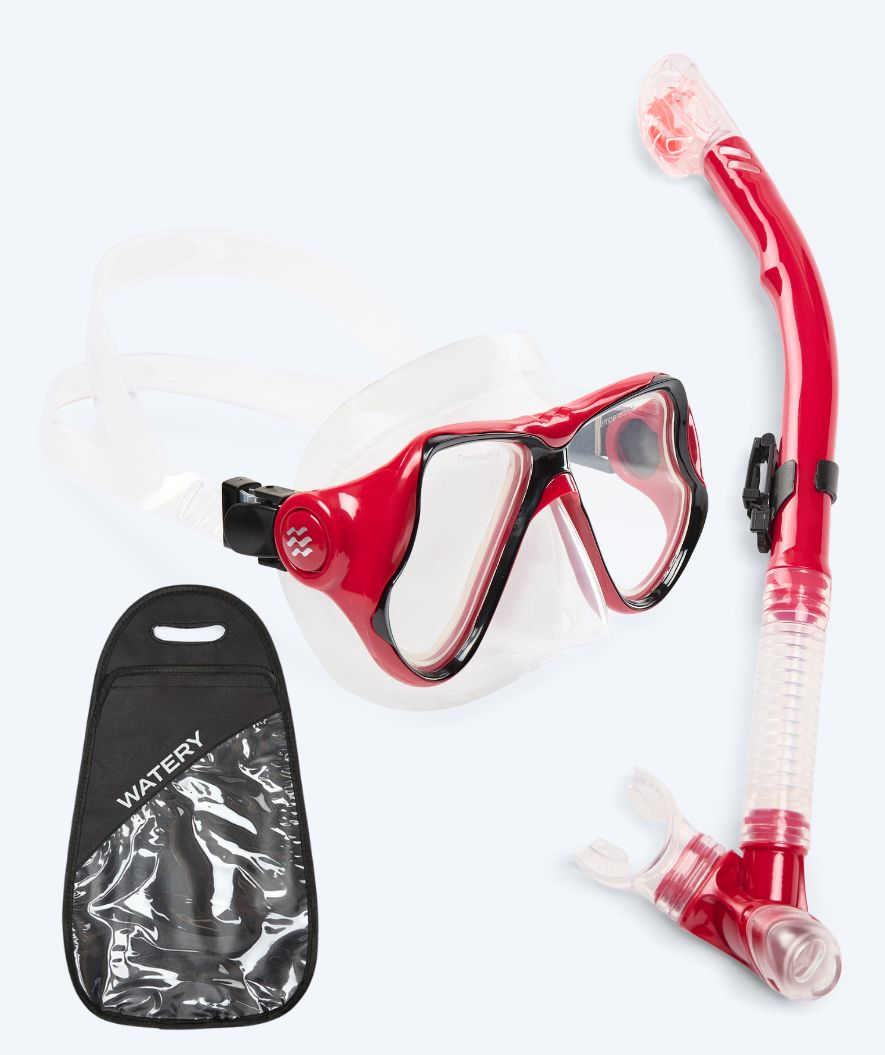 Watery Combo snorkelsett til voksne - Hudson Full-dry - Rød