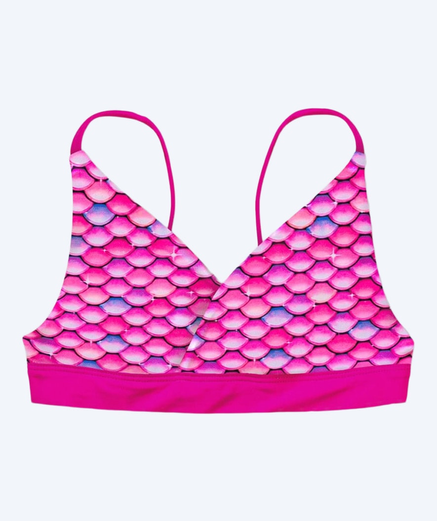 Fin Fun havfrue bikinitopp uten volanger til jenter - Malibu Pink (Pink)