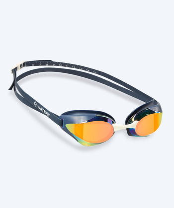 Watery Elite svømmebriller - Poseidon Ultra Mirror - Mørkeblå/gull