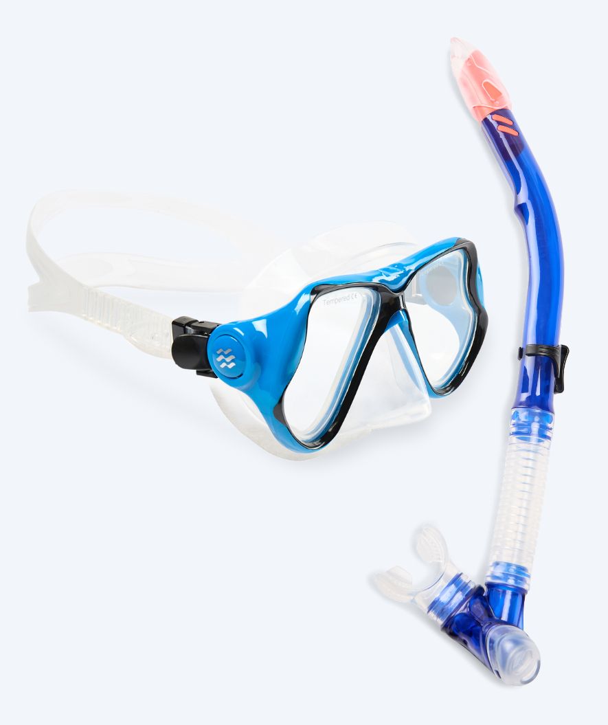 Watery Combo snorkelsett til voksne - Hudson Semi-Dry - Blå