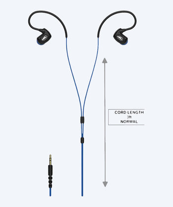 H2OAudio vanntette hodetelefoner - Surge SX10 lang ledning - Blå