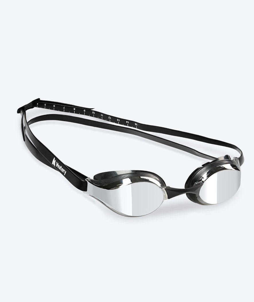 Watery Elite svømmebriller - Poseidon Mirror - Svart/sølv