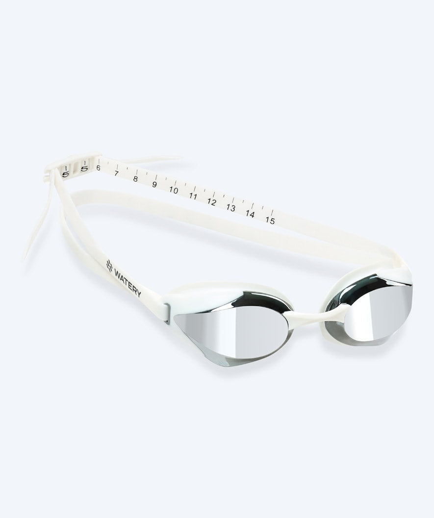 Watery Elite svømmebriller - Poseidon Ultra Mirror - Hvit/sølv