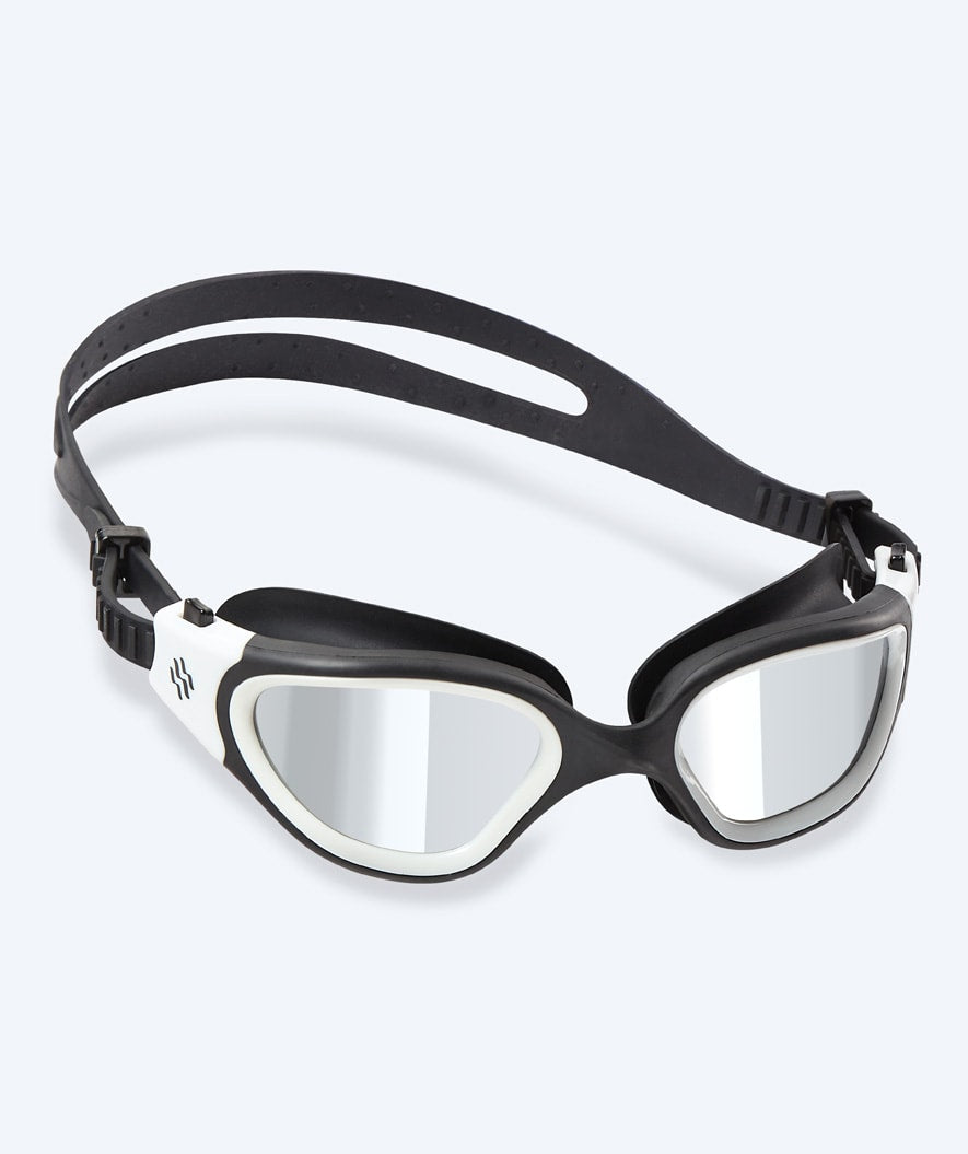 Watery mosjons svømmebriller - Raven Mirror - Svart/hvit/sølv