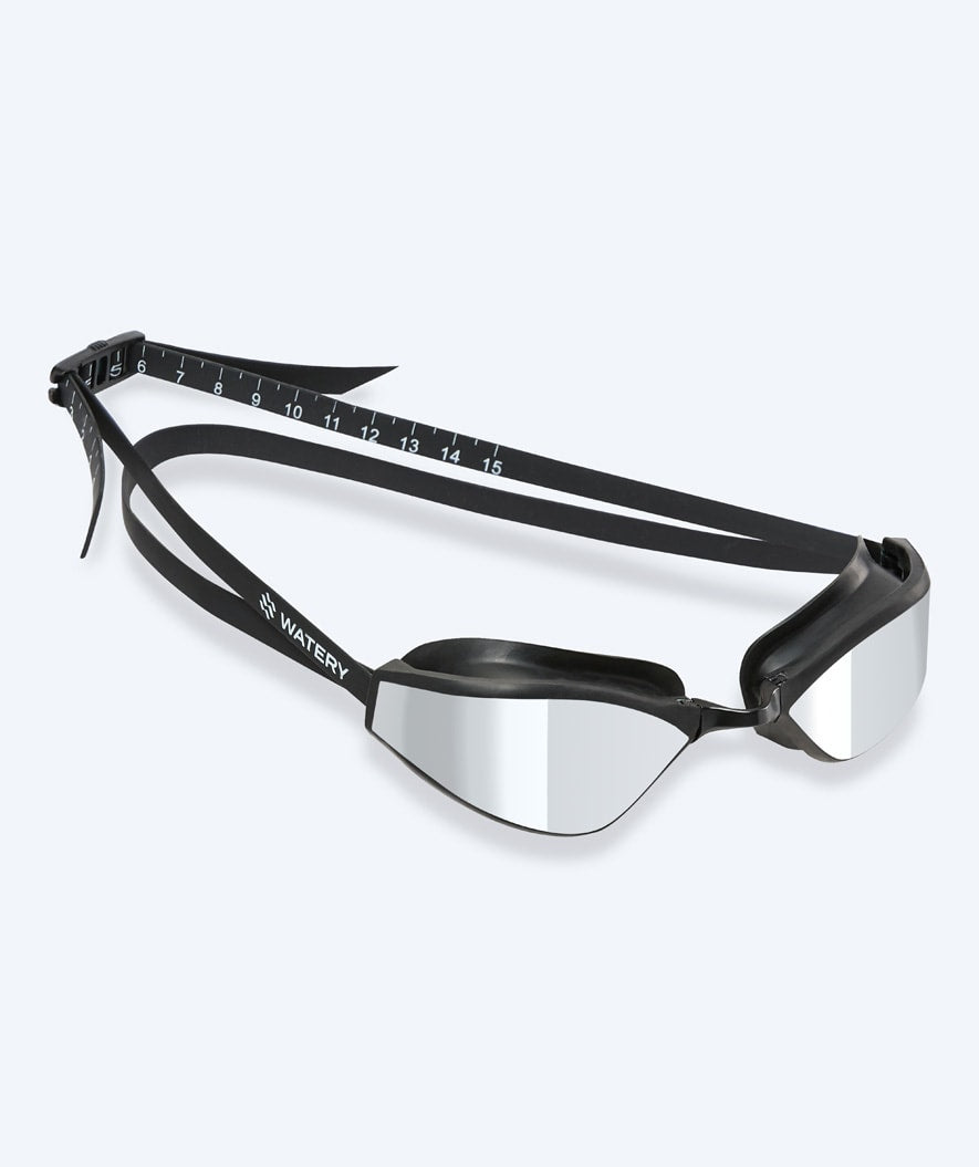 Watery Elite svømmebriller - Storm Racer Mirror - Svart/sølv