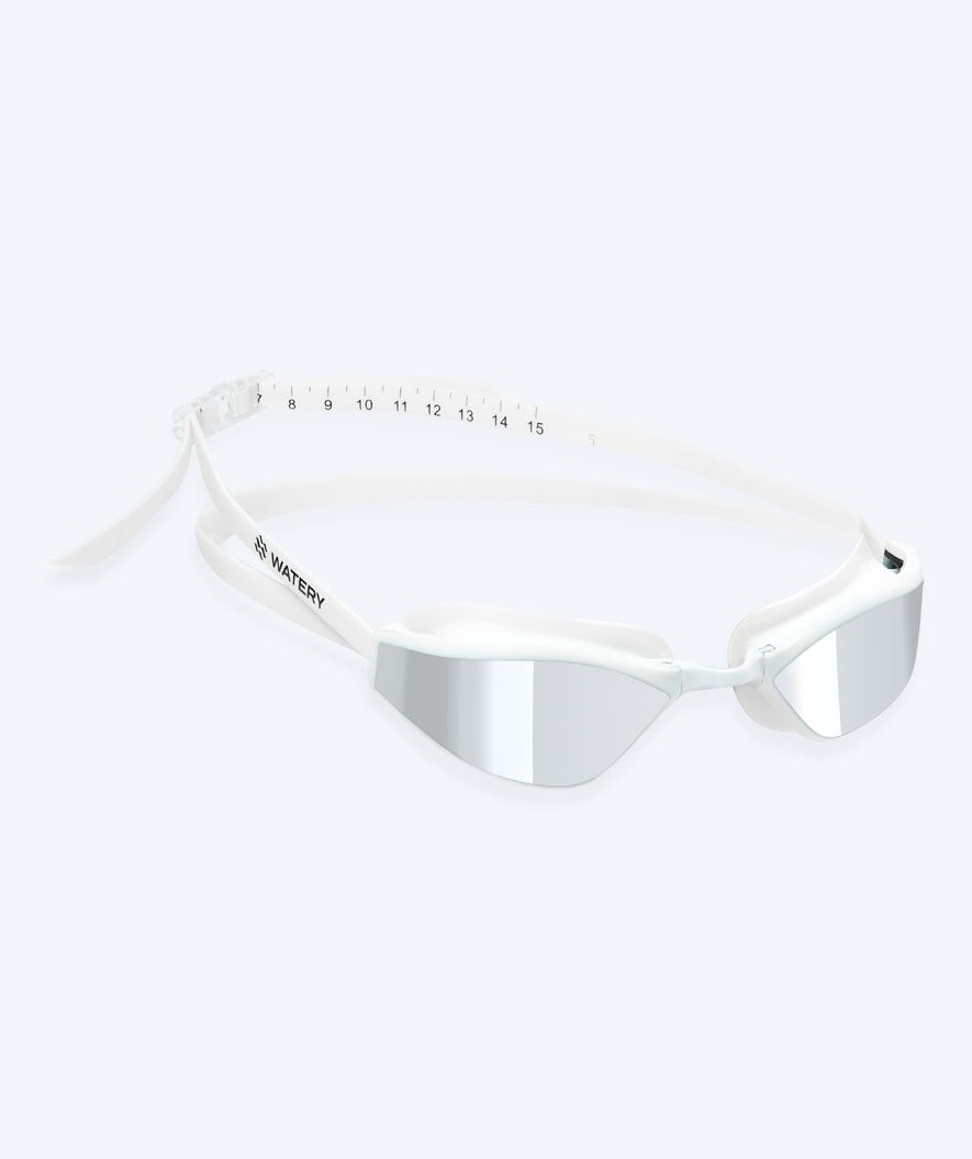 Watery Elite svømmebriller - Storm Racer Mirror - Hvit/sølv